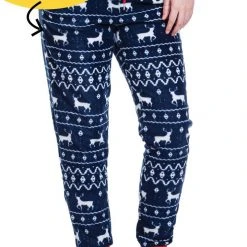 Tipsy Elves Women's Blue Reindeer Jogger Sweatpants