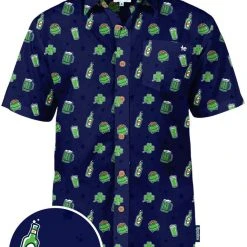 Tipsy Elves Men's Green Beer Button Down Shirt
