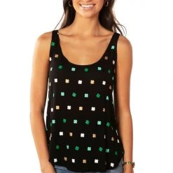Tipsy Elves Women's All Over Clover Tank Top