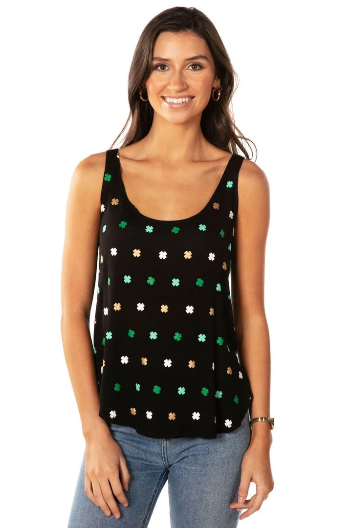 Tipsy Elves Women's All Over Clover Tank Top 3 Tipsy Elves Women's All Over Clover Tank Top