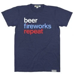 Tipsy Elves Men's Beer Fireworks Repeat Tee Patriotic