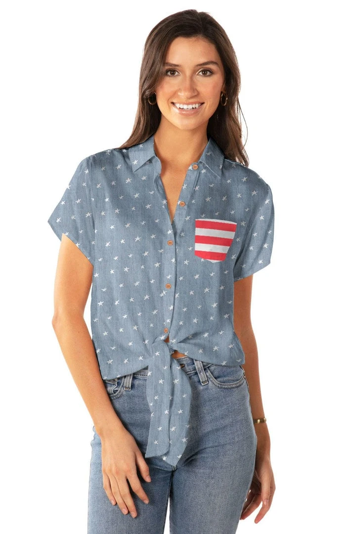 Tipsy Elves Women's American Pride Tie-Front Shirt 3 Tipsy Elves Women's American Pride Tie-Front Shirt
