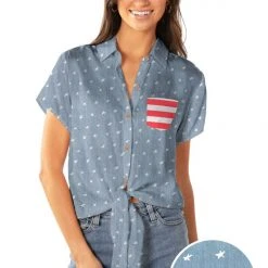 Tipsy Elves Women's American Pride Tie-Front Shirt 7 Tipsy Elves Women's American Pride Tie-Front Shirt