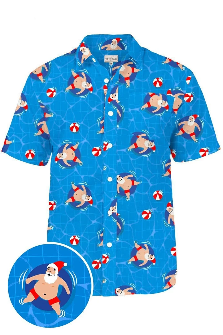 Tipsy Elves Men's Pool Boy Santa Hawaiian Shirt Spring 3 Tipsy Elves Men's Pool Boy Santa Hawaiian Shirt Spring