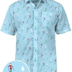 Tipsy Elves Men's Christmas Skiing Santa Hawaiian Shirt