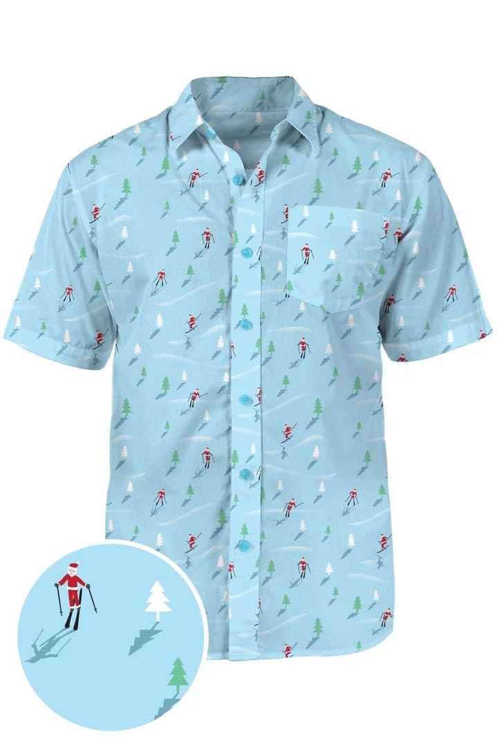Tipsy Elves Men's Christmas Skiing Santa Hawaiian Shirt 3 Tipsy Elves Men's Christmas Skiing Santa Hawaiian Shirt