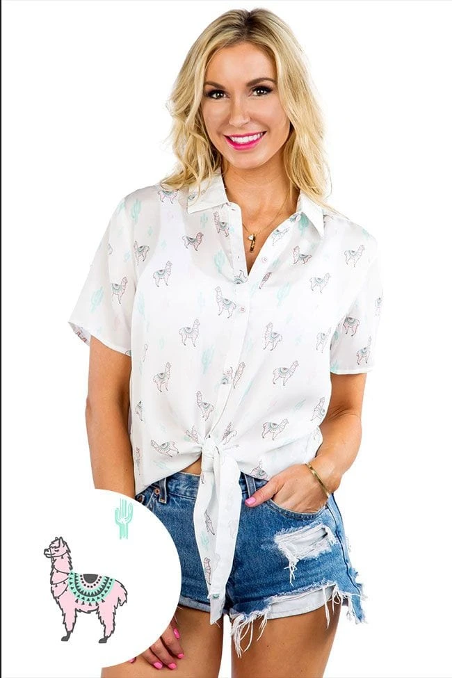 Tipsy Elves Women's Desert Llama Hawaiian Shirt Spring 3 Tipsy Elves Women's Desert Llama Hawaiian Shirt Spring