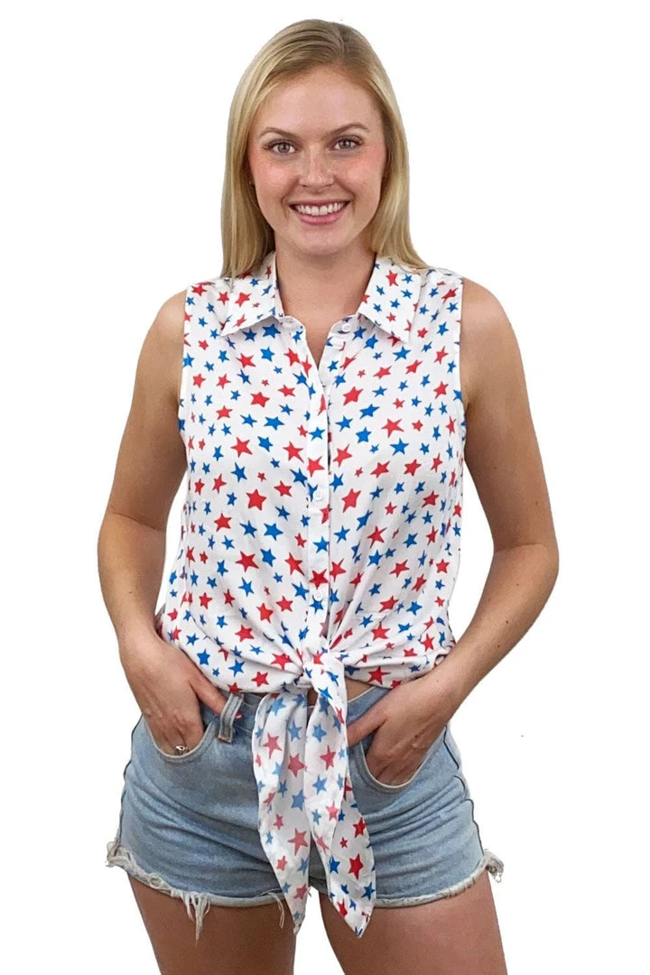 Tipsy Elves Women's Land Of Liberty Tie-Front Shirt 4 Tipsy Elves Women's Land Of Liberty Tie-Front Shirt