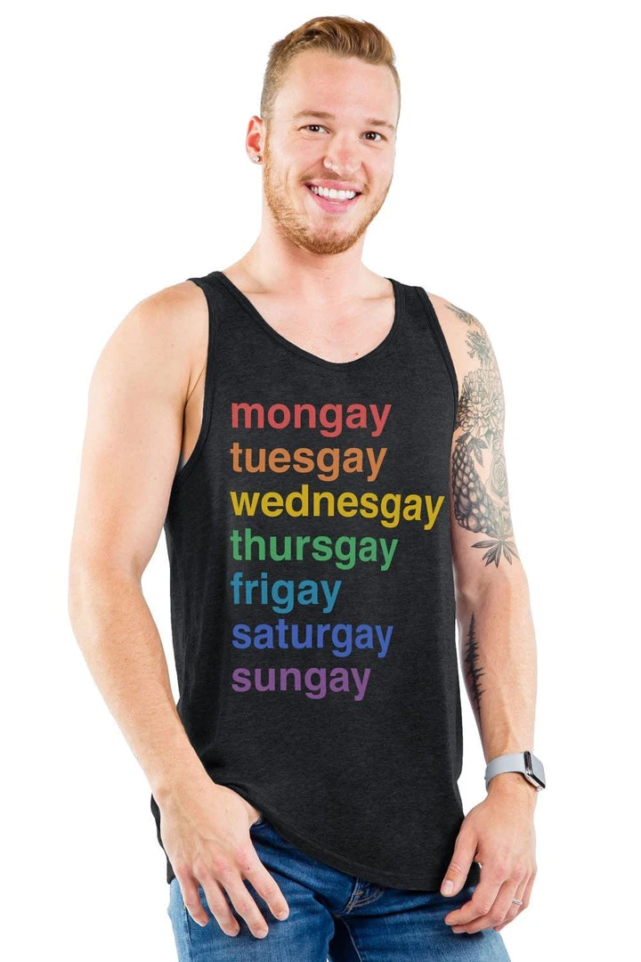 Tipsy Elves Gay All Day Tank Top - Men's Cut 6 Tipsy Elves Gay All Day Tank Top - Men's Cut