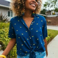 Tipsy Elves Rainbow Hearts Tie-Front Shirt - Women's Cut