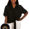 Tipsy Elves Black Rainbow All The Way Tie-Front Shirt - Women's Cut 1 Tipsy Elves Black Rainbow All The Way Tie-Front Shirt - Women's Cut