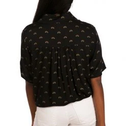 Tipsy Elves Black Rainbow All The Way Tie-Front Shirt - Women's Cut