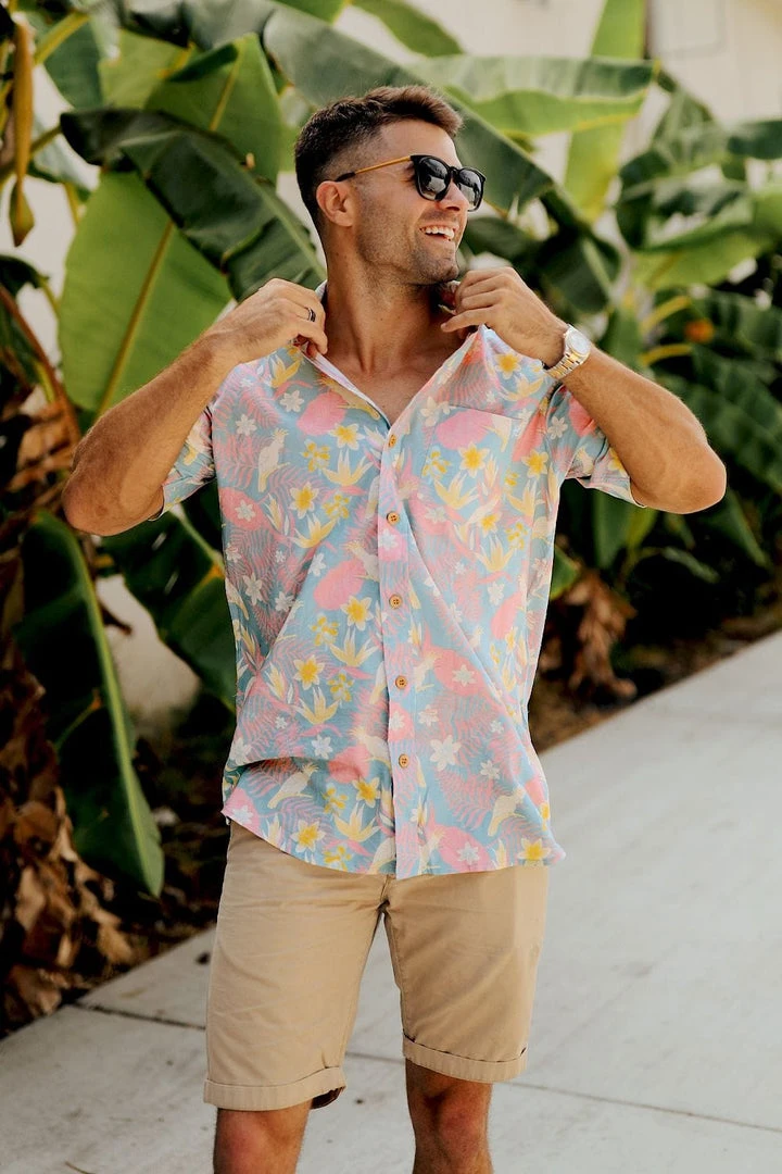 Tipsy Elves Men's Talk Birdie To Me Hawaiian Shirt 7 Tipsy Elves Men's Talk Birdie To Me Hawaiian Shirt