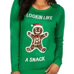 Tipsy Elves Women's Lookin' Like A Snack Ugly Christmas Sweater
