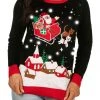Tipsy Elves Women's Meowy Christmas Sleigh Light Up Ugly Christmas Sweater 2 Tipsy Elves Women's Meowy Christmas Sleigh Light Up Ugly Christmas Sweater