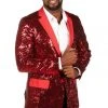 Tipsy Elves Men Red Sequin All Over Blazer 2 Tipsy Elves Men Red Sequin All Over Blazer