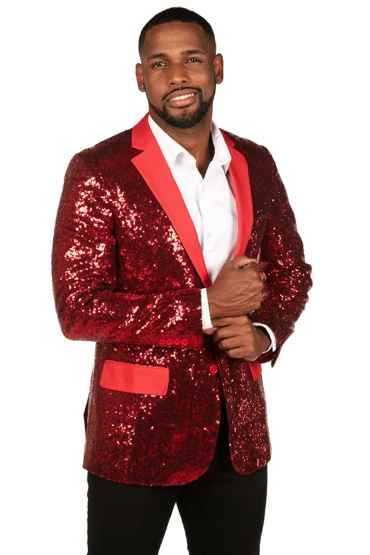 Tipsy Elves Men Red Sequin All Over Blazer 3 Tipsy Elves Men Red Sequin All Over Blazer