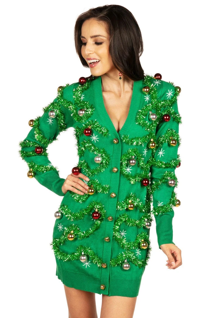 Tipsy Elves Women's Gaudy Garland Sweater Dress 3 Tipsy Elves Women's Gaudy Garland Sweater Dress