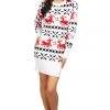 Tipsy Elves Women's Red And White Reindeer Sweater Dress 2 Tipsy Elves Women's Red And White Reindeer Sweater Dress