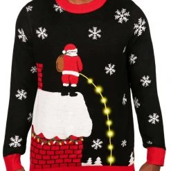 Tipsy Elves Men's Leaky Roof Light Up Ugly Christmas Sweater
