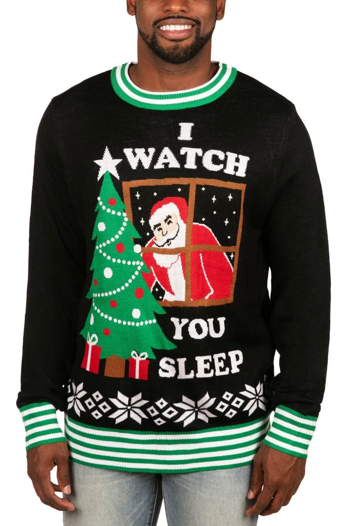 Tipsy Elves Men's I Watch You Sleep Ugly Christmas Sweater 3 Tipsy Elves Men's I Watch You Sleep Ugly Christmas Sweater
