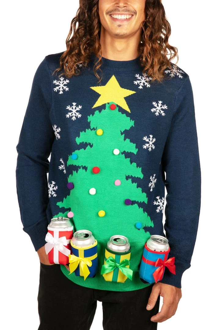 Tipsy Elves Men's Christmas Tree With Beer Holsters Ugly Christmas Sweater 4 Tipsy Elves Men's Christmas Tree With Beer Holsters Ugly Christmas Sweater