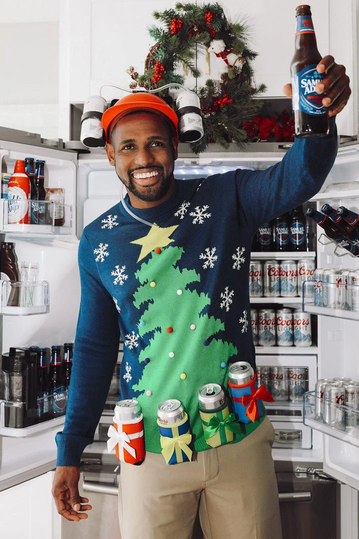 Tipsy Elves Men's Christmas Tree With Beer Holsters Ugly Christmas Sweater 3 Tipsy Elves Men's Christmas Tree With Beer Holsters Ugly Christmas Sweater