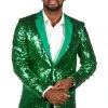 Tipsy Elves Green Sequin All Over Blazer Men 2 Tipsy Elves Green Sequin All Over Blazer Men
