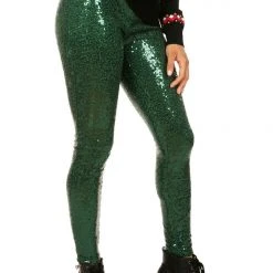 Tipsy Elves Dark Green Sequin Leggings