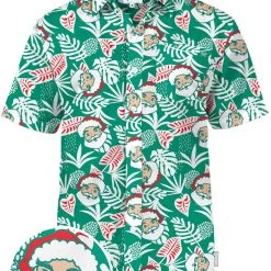 Tipsy Elves Men's Santa Palms Button Down Shirt