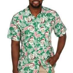 Tipsy Elves Men's Santa Palms Button Down Shirt