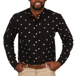 Tipsy Elves Men's Mr. Claus Long-Sleeve Button Down Shirt