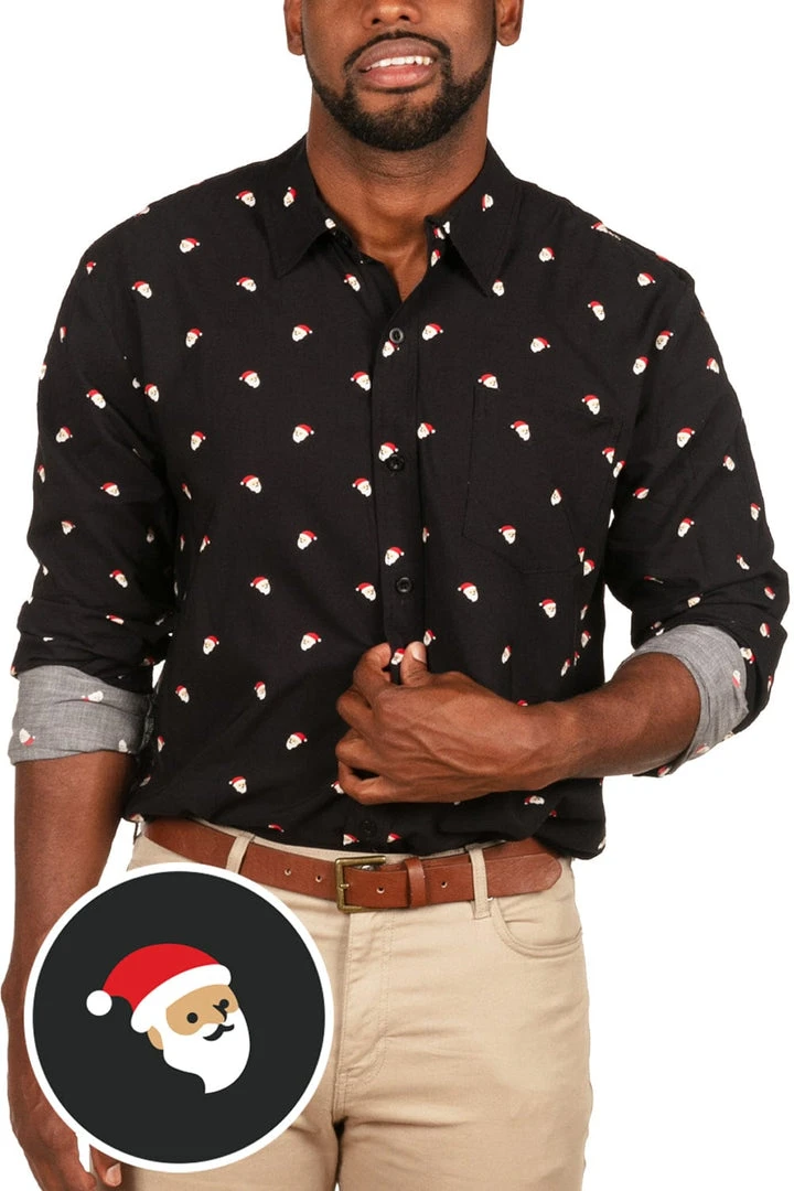 Tipsy Elves Men's Mr. Claus Long-Sleeve Button Down Shirt 3 Tipsy Elves Men's Mr. Claus Long-Sleeve Button Down Shirt