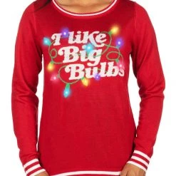 Tipsy Elves Women's I Like Big Bulbs Light Up Ugly Christmas Sweater