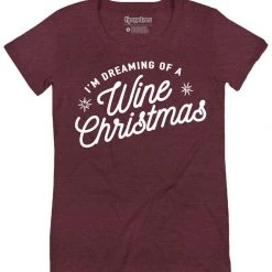 Tipsy Elves Women's Dreaming Of A Wine Christmas Tee