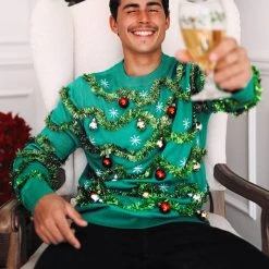 Tipsy Elves Men's Gaudy Garland Ugly Christmas Sweater
