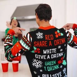 Tipsy Elves Men's Drinking Game Ugly Christmas Sweater