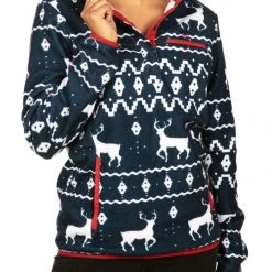 Tipsy Elves Women's Blue Reindeer Fleece