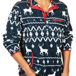 Tipsy Elves Men's Blue Reindeer Fleece
