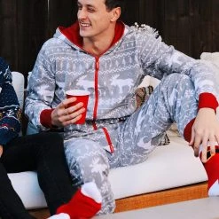 Tipsy Elves Men's Grey Moose Jumpsuit 14 Tipsy Elves Men's Grey Moose Jumpsuit