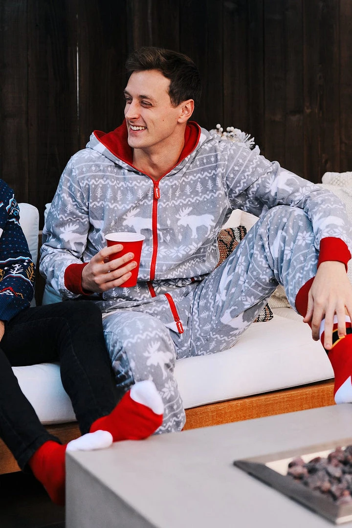 Tipsy Elves Men's Grey Moose Jumpsuit 7 Tipsy Elves Men's Grey Moose Jumpsuit