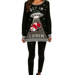 Tipsy Elves Women's UF Oh No Santa Ugly Christmas Sweater 10 Tipsy Elves Women's UF Oh No Santa Ugly Christmas Sweater