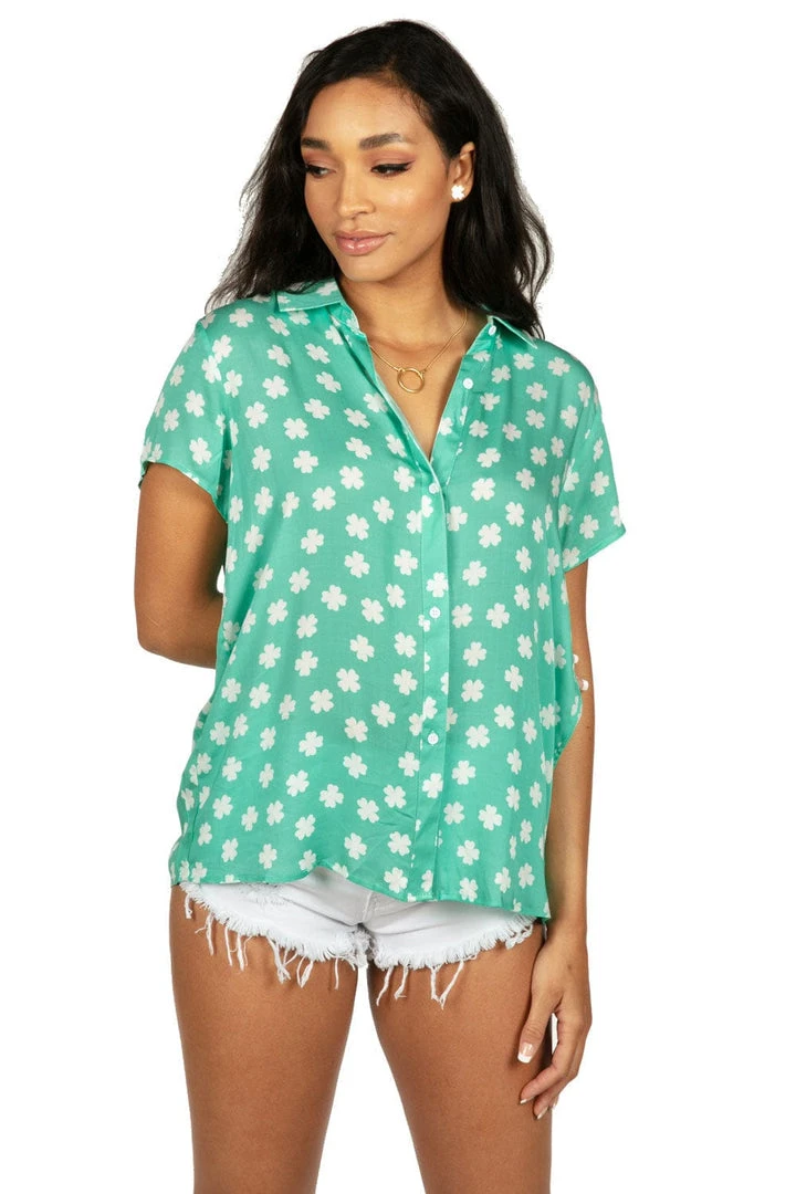 Tipsy Elves Women's Minty Mama Button Down Shirt 6 Tipsy Elves Women's Minty Mama Button Down Shirt