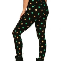 Tipsy Elves Gold Foil Clover High Waisted Leggings