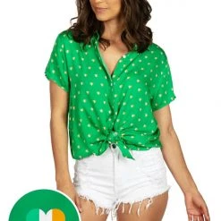 Tipsy Elves Women's Irish Heart Button Down Shirt