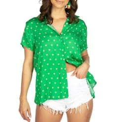 Tipsy Elves Women's Irish Heart Button Down Shirt