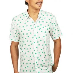 Tipsy Elves Men's White Crushin' Clovers Button Down Shirt 12 Tipsy Elves Men's White Crushin' Clovers Button Down Shirt