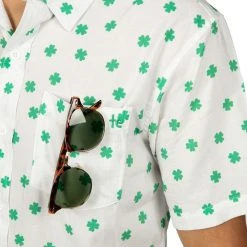 Tipsy Elves Men's White Crushin' Clovers Button Down Shirt 14 Tipsy Elves Men's White Crushin' Clovers Button Down Shirt