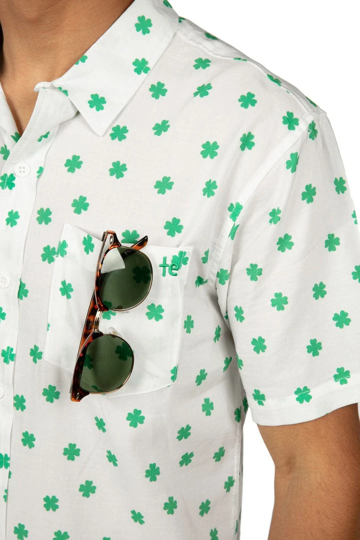 Tipsy Elves Men's White Crushin' Clovers Button Down Shirt 7 Tipsy Elves Men's White Crushin' Clovers Button Down Shirt