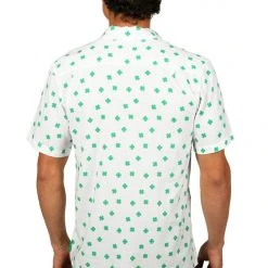 Tipsy Elves Men's White Crushin' Clovers Button Down Shirt 13 Tipsy Elves Men's White Crushin' Clovers Button Down Shirt